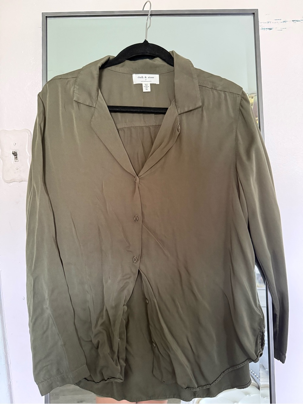 cloth & stone Olive Green Button-Front Blazer Jacket
